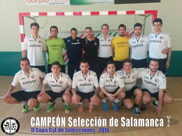 La Seleccin de Salamanca de Ftbol Sala, representada por Asafusa-2M13, se ha proclamado CAMPEONA de la II Copa de Castilla y Len de Selecciones ANFS (Asoc.Nacional de Ftbol Sala) en ALBA DE TORMES. El propsito de la Seleccin de Chema era de nuevo dejar el listn alto y competir a un alto nivel, pero al ser anfitrin la idea estaba clara, que no era otra que ser la Campeona del Torneo.
El deseo estaba claro, pero los conjuntos con los que se enfrentara, no iban a ser tarea fcil de conseguir.

Llegaban a ALBA DE TORMES la SELECCIN DE ZAMORA que el ao pasado fue el equipo sorpresa en el Campeonato de Espaa quedando entre las 4 mejores, y adems, la SELECCIN DE VALLADOLID que era la actual Campeona de Castilla y Len que se disput en Zamora el ao pasado.